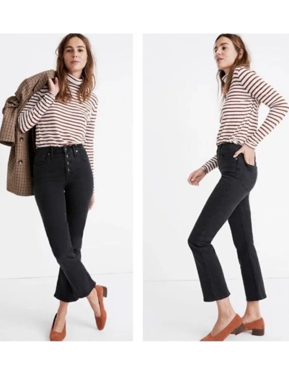 Madewell Cali Demi Boot Jean Women’s 26 Black High Rise Button Fly Stretch Denim - Picture 2 of 8